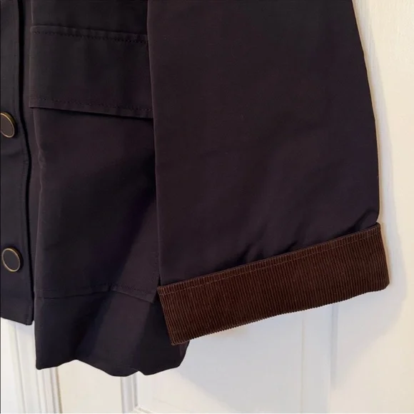 NWT Veronica Beard Arlen Corduroy Trim Barn Coat Navy Brown - Picture 10 of 12